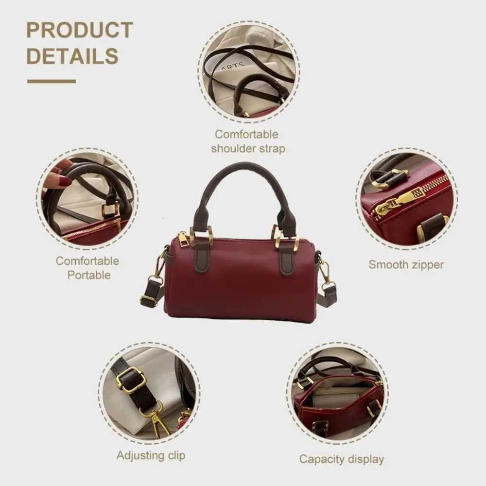 Designer Vintage French Style Bowling Bag Elegant Large Capacity Wen Handbags PU Leather Cute Bost Shoder Bag Travel Y251120