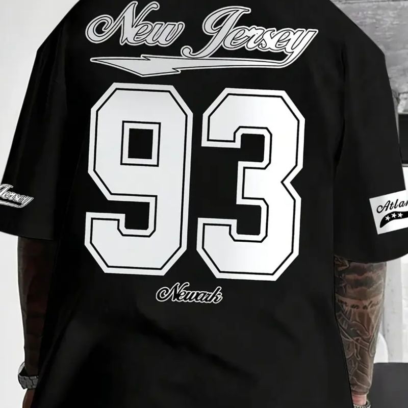Men's Breathable Quick-Dry Sports T-Shirt -New Jersey Digital Print Polyester-17