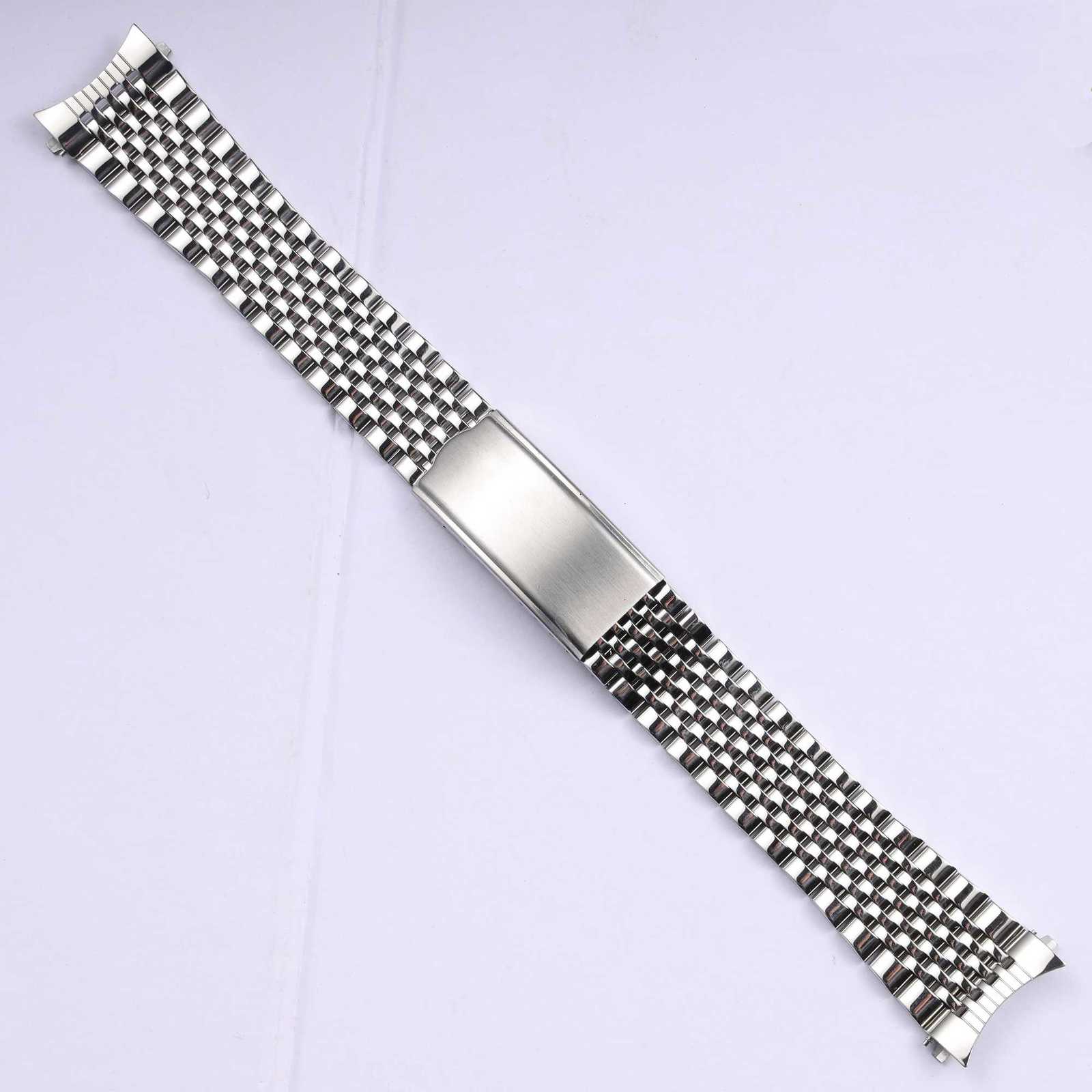 181920mm Curved End Solid Stainless Steel Watch Band for Omega Seamaster De Ville Vintage Strap Retro Link Beads of BraceletXJ251009