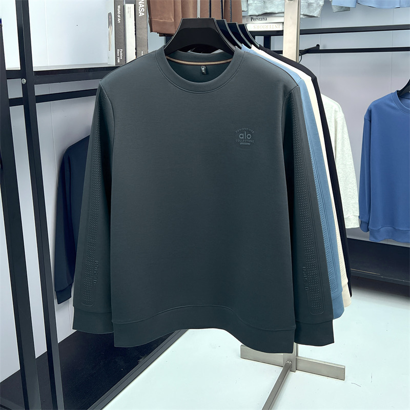 Autumn Winter Air Designer Hoodie Layer Sweatshirt Men Classic Round Neck Casual Designer Shirt Solid Color Simple Versatile Long Sleeve T-shirt Base 