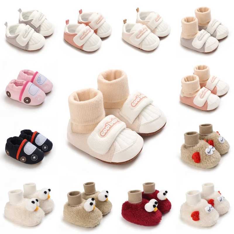 Cute Cartoon Baby Bear Shoes for Boys and Girls Soft Cotton Anti Slip Monochromatic Newborn Walking New Winter C251008