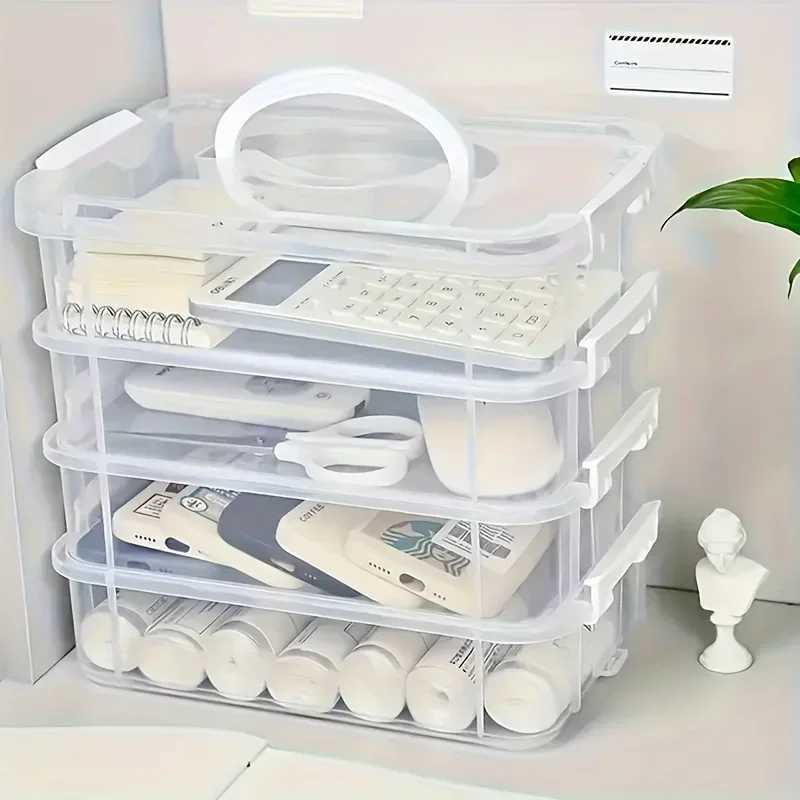 Extra Large 4Tier Stackable Storage Box with Lid Clear Plastic Organizer Toy Building Block Storage Box C251008