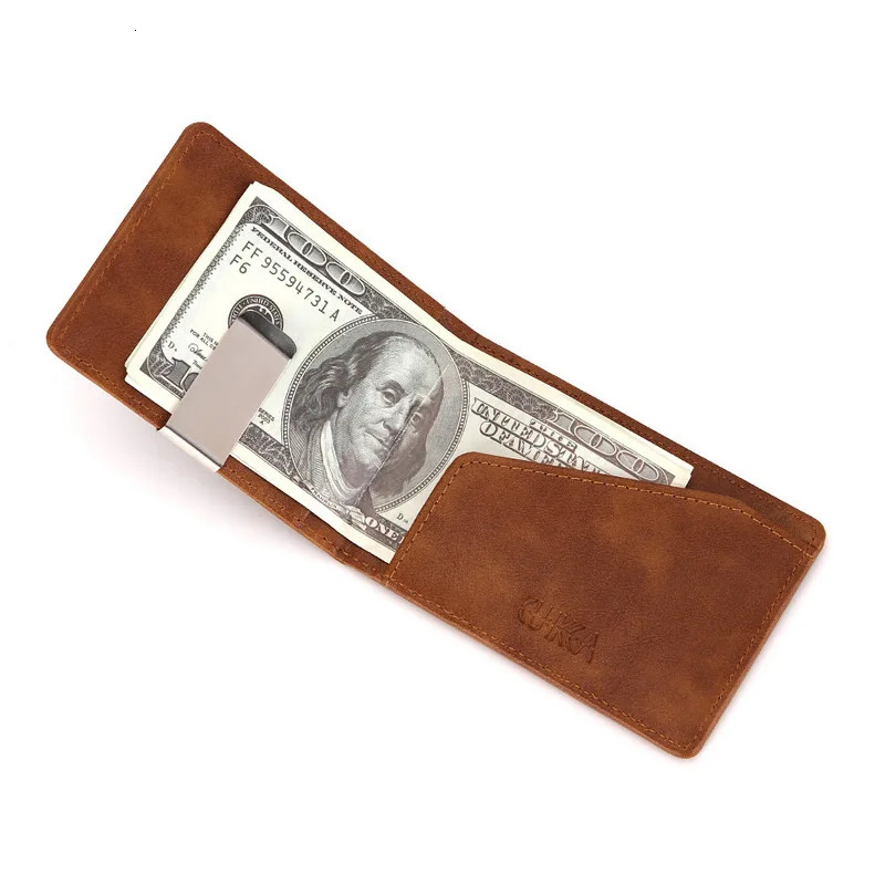 Fashion Mens Leather Money Clips Wallet Multifunctional Thin Man Card Purses Women Metal Clamp For Money Cash Holder 250923