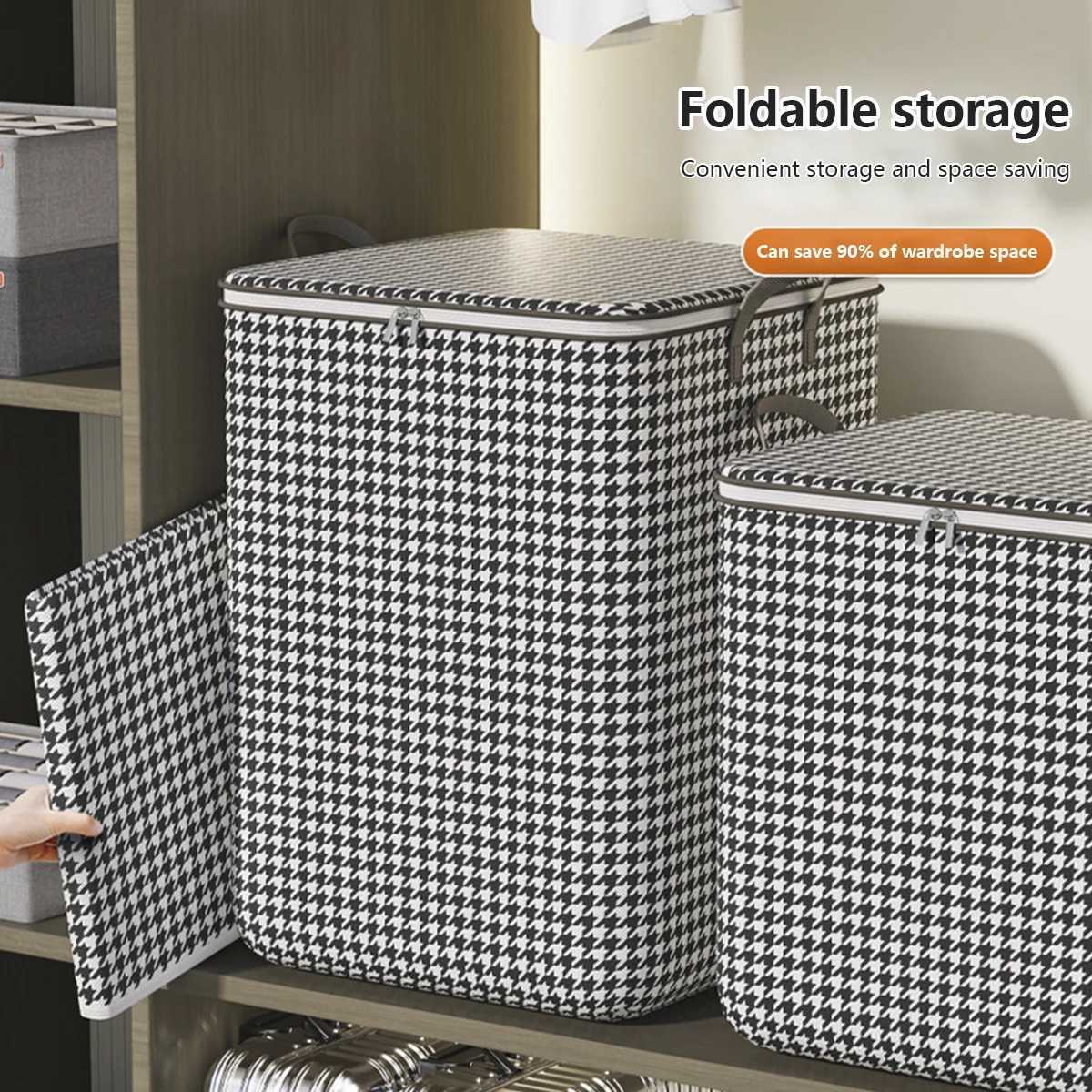 Large Capacity Clothes Storage Bag Foldable Blanket Storage Bags with Zipper and Handle Large Capacity Clothes Organizer C251008