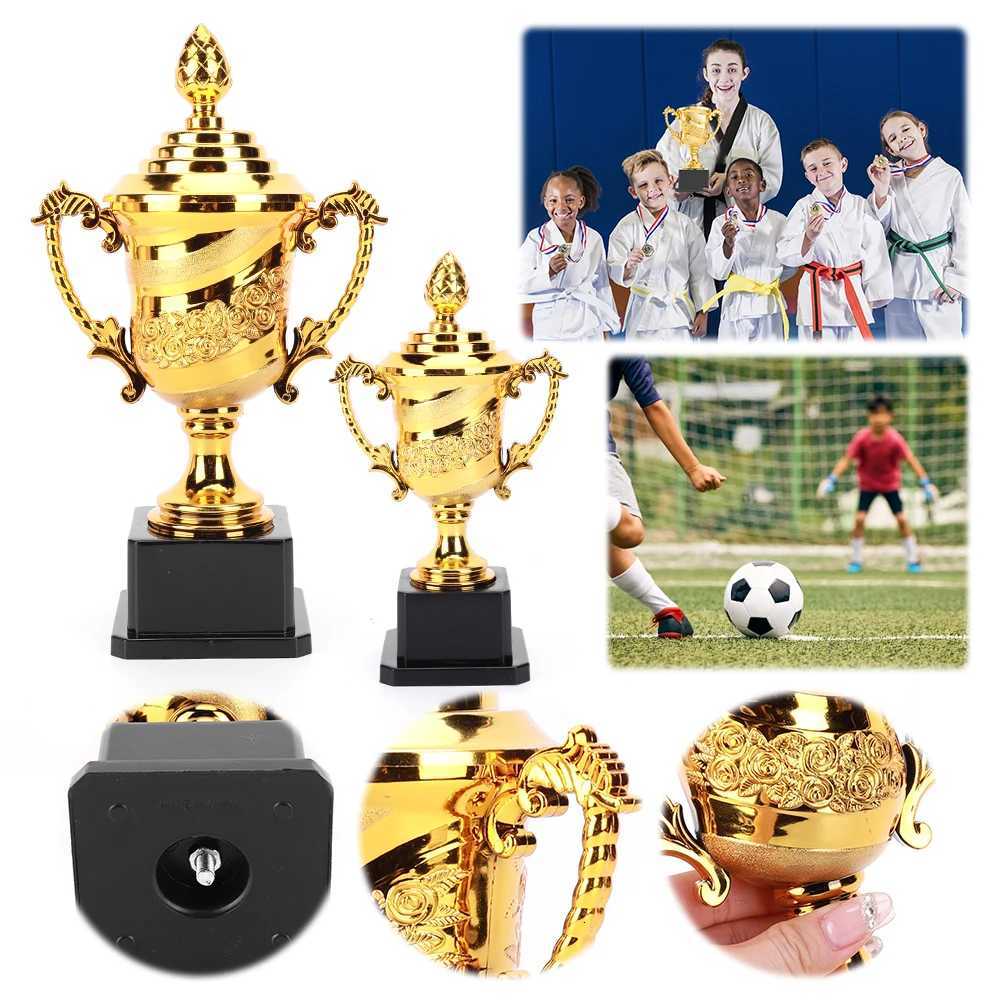 Gold Plastic Reward Trophy Cup Soccer Medals Prize Cup Early Educational Basketball Football Winners Gifts for Game School Y251008