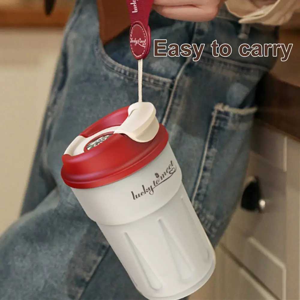 420ML Smart Coffee Cup For Girls Insulated Cups Travel Coffee Mug Stainless Steel Thermos Bottle Vacuum Flasks Christmas Gifts C251008