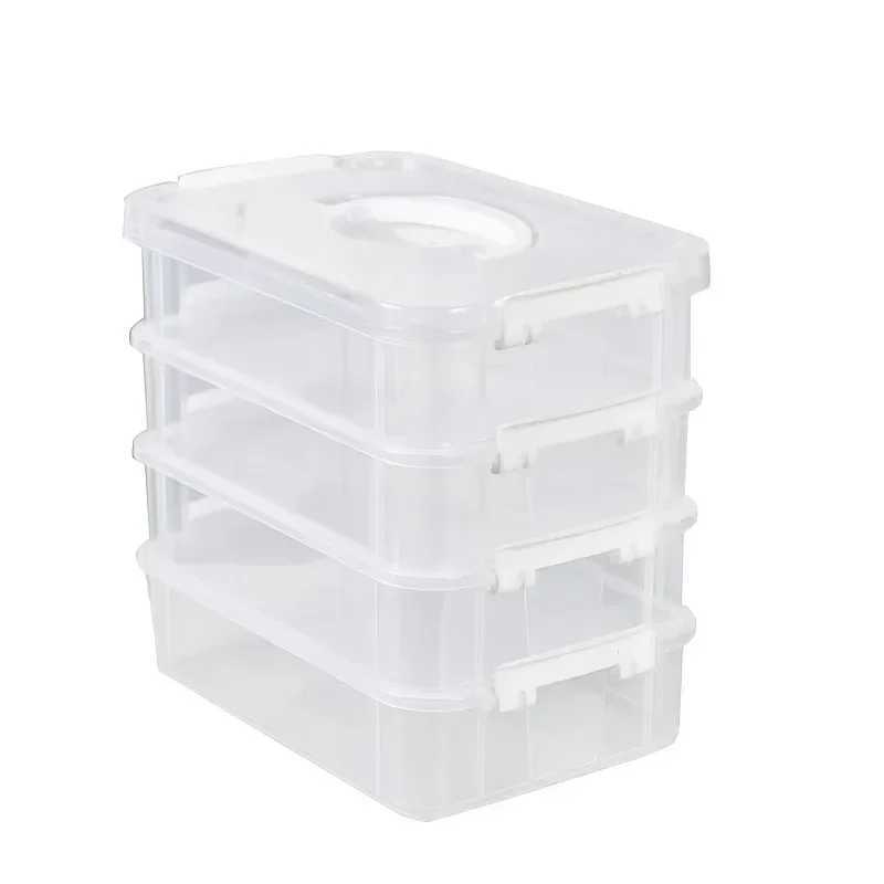 Extra Large 4Tier Stackable Storage Box with Lid Clear Plastic Organizer Toy Building Block Storage Box C251008