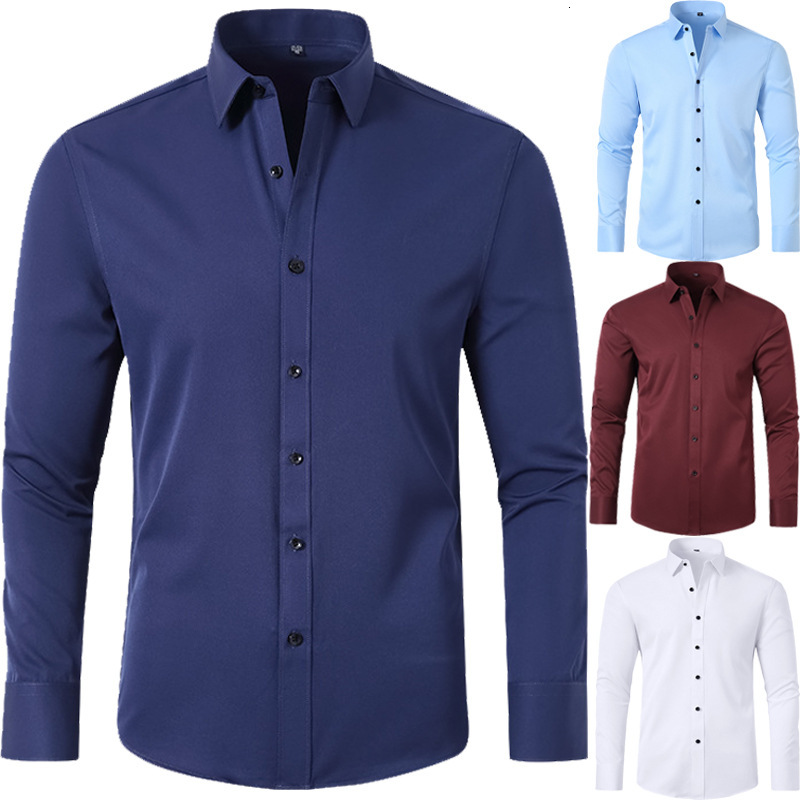 Designer Hoodie Four-way Stretch Shirt Designer Shirt Polo Men's Shirt Non-iron Wrinkle-resistant Simple Business Thin Shirt Men