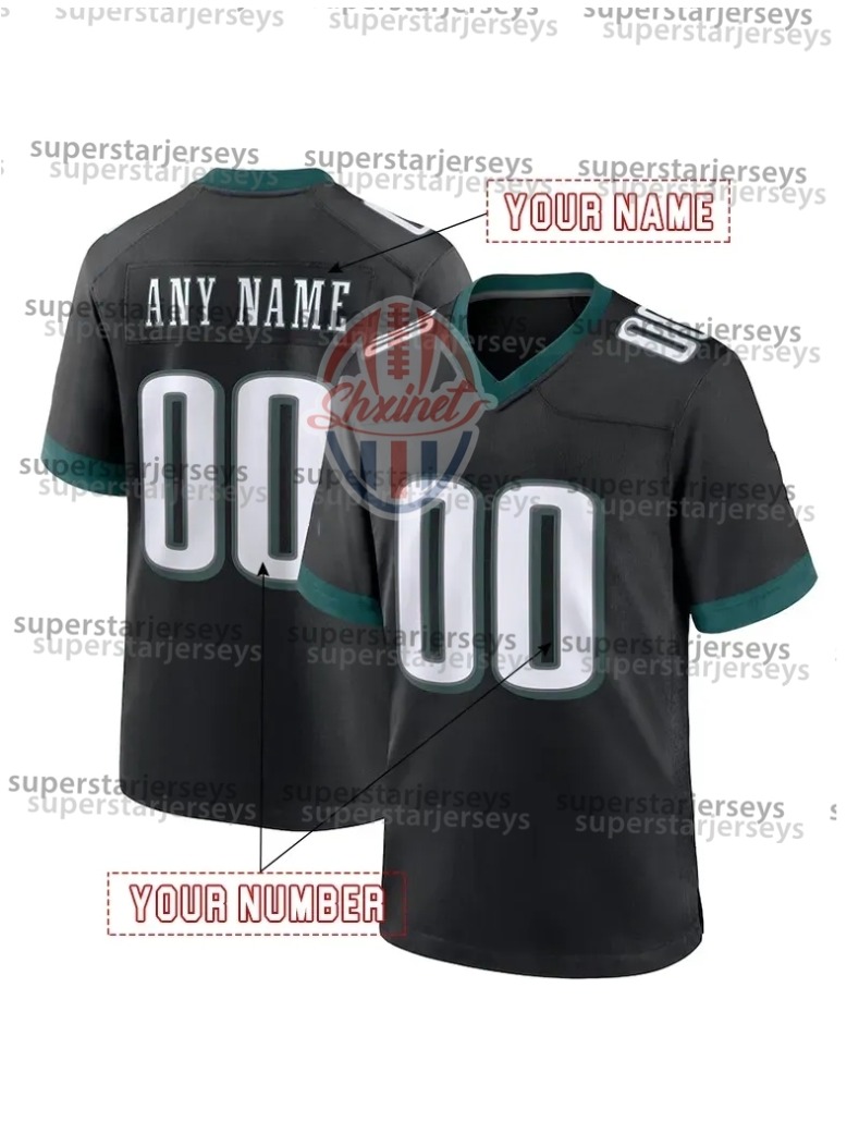 Kelly Green/White/Black 2025 Custom Football Jersey Saquon Barkley Hurt Brown Carter DeVonta Smith Jason Kelce Pickett Cooper DeJean Huff Lane Johnson Mailata