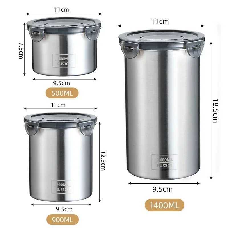 Stainless Steel Airtight Container with Lid Coffee Beans Tea Storage Tray Dustproof Leakproof Spice Grain Nuts Storage Boxes C251008