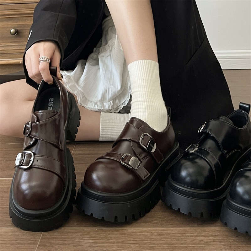 Fashion Trend British Style ThickSoled Womens Leather Shoes 2025 New Autumn French RoundToe Mary Jane Shoes to Match Skirts