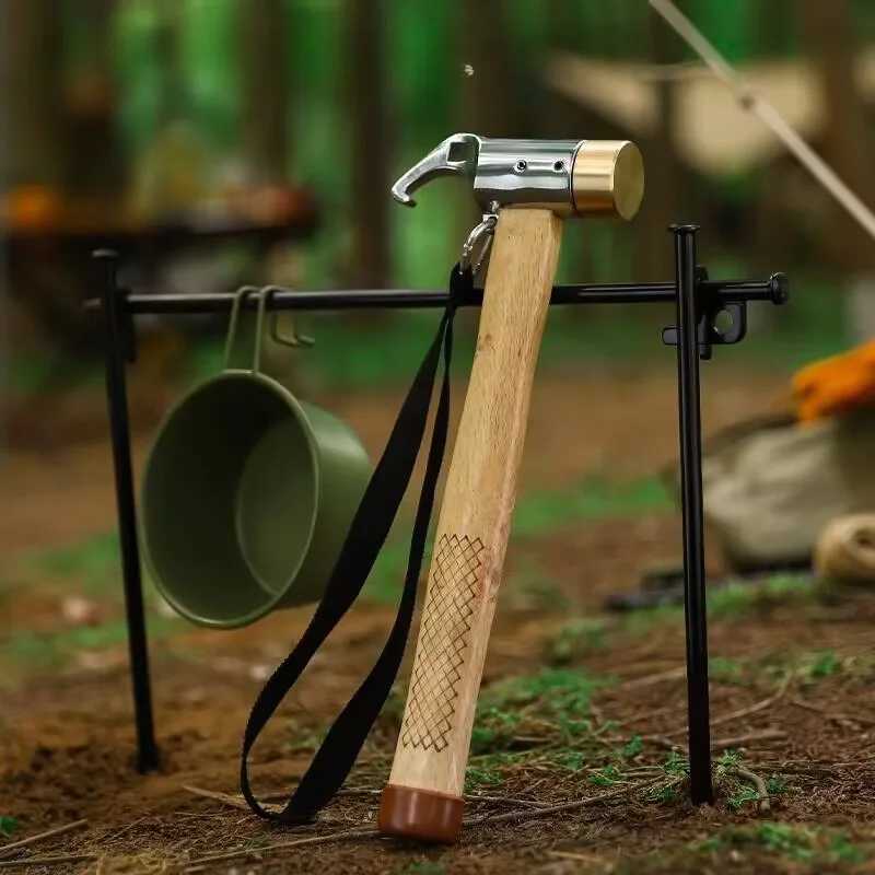 Portable Camping Tent Stakes with Wood Handle Stainless Steel Or Brass Head Safe Hammer for Outdoor Use J251121