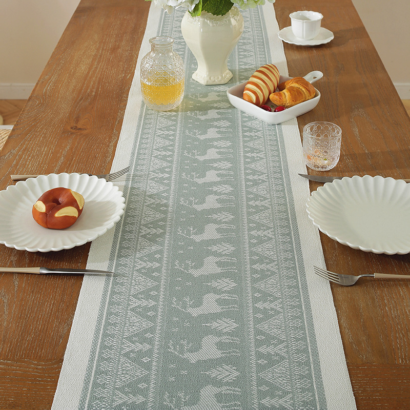Handmade tassel polyester jacquard table runner tablecloth drawer cover decorative fabric AEJL01