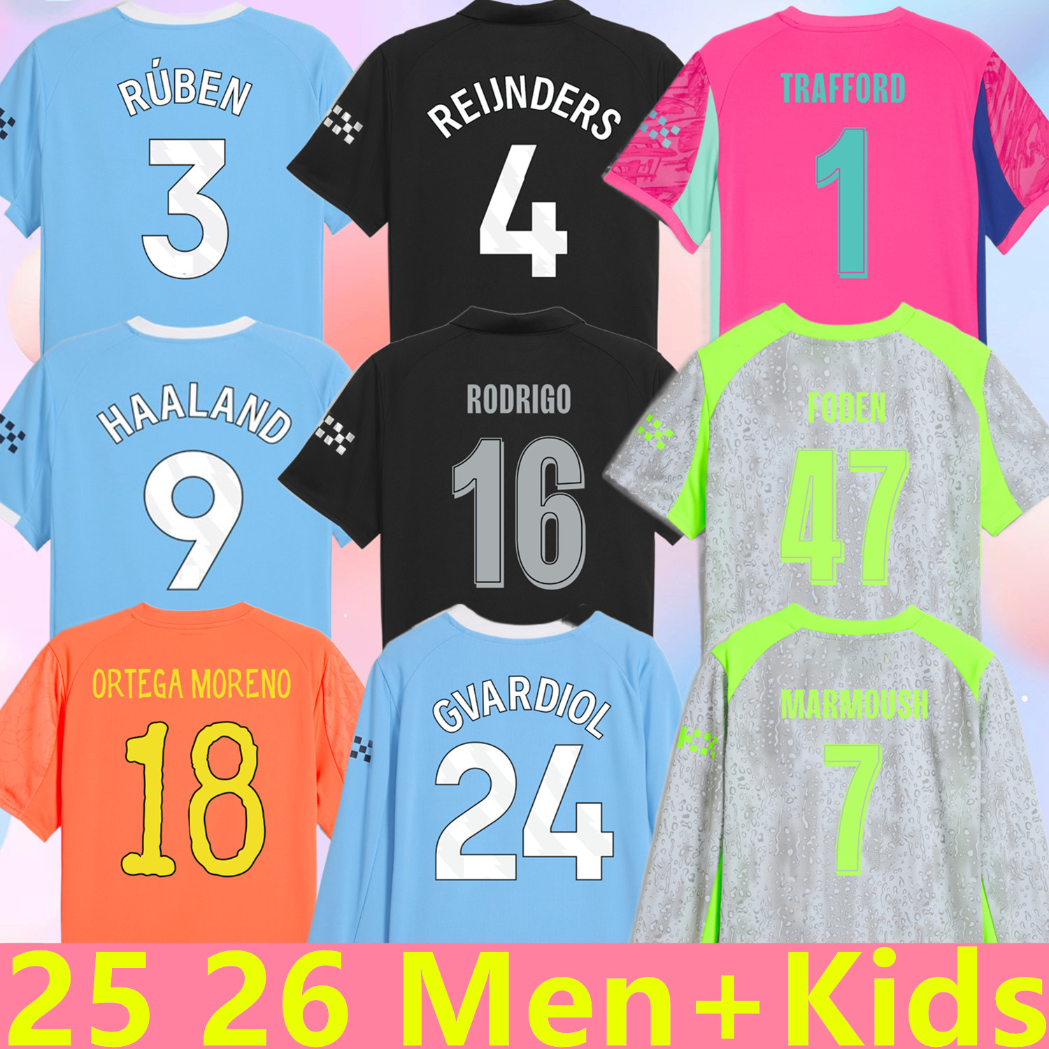 MARMOUSH HAALAND CHERKI 2025 2026 SOCCER JERSEYS REIJNDERS FODEN SAVINHO 25 26 RODRIGO GVARDIOL AIT-NOURI Kid Super jersey football kit shirts men kids