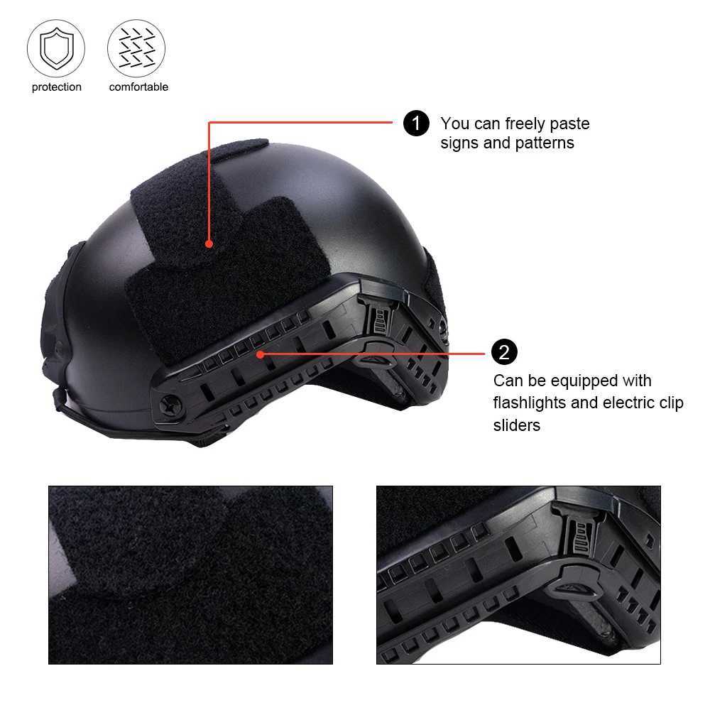 BOOIU Airsoft Fast MH PJ BJ Tactical Helmets Style Simple Quick Version Protective Gear for Outdoor Sports Paintball Games C251008