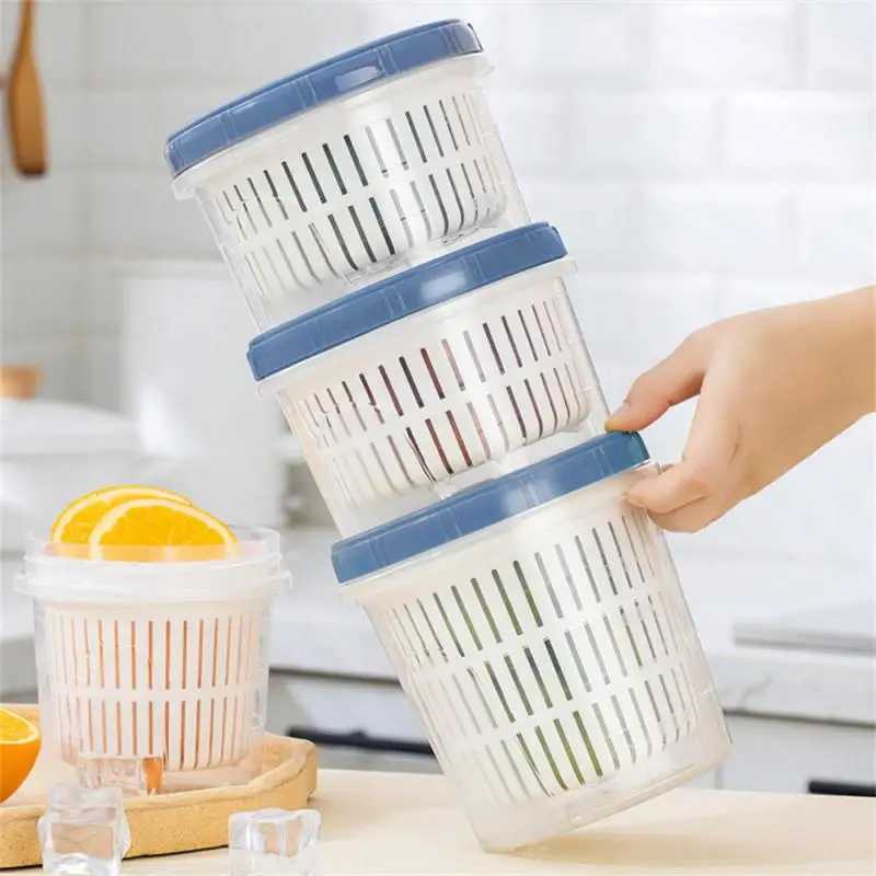 Refrigerator Storage Box Kitchen Food Vegetable Fruit Storage Box Drain Basket Storage Containers Fridge Organizer Storage Box C251008