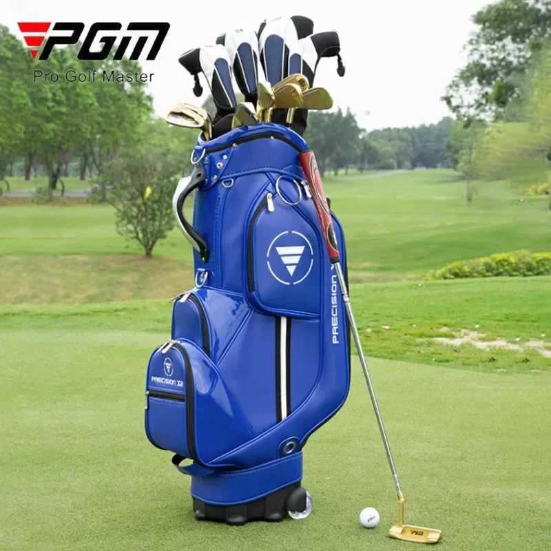 PGM Tie Rod Golf Standard Ball Bags Waterproof PU Stand Bags with Wheel Portable MultiFunctional Golf Package Can Put 13 Clubs J251008