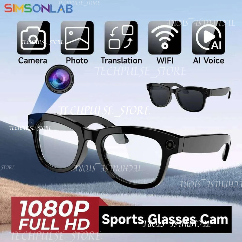 2025 New 1080P HD tech73 Camera Smart Glasses AI Translation DVR Camcorder Outdoor Sports Polarized Sunglasses Video Conference Record