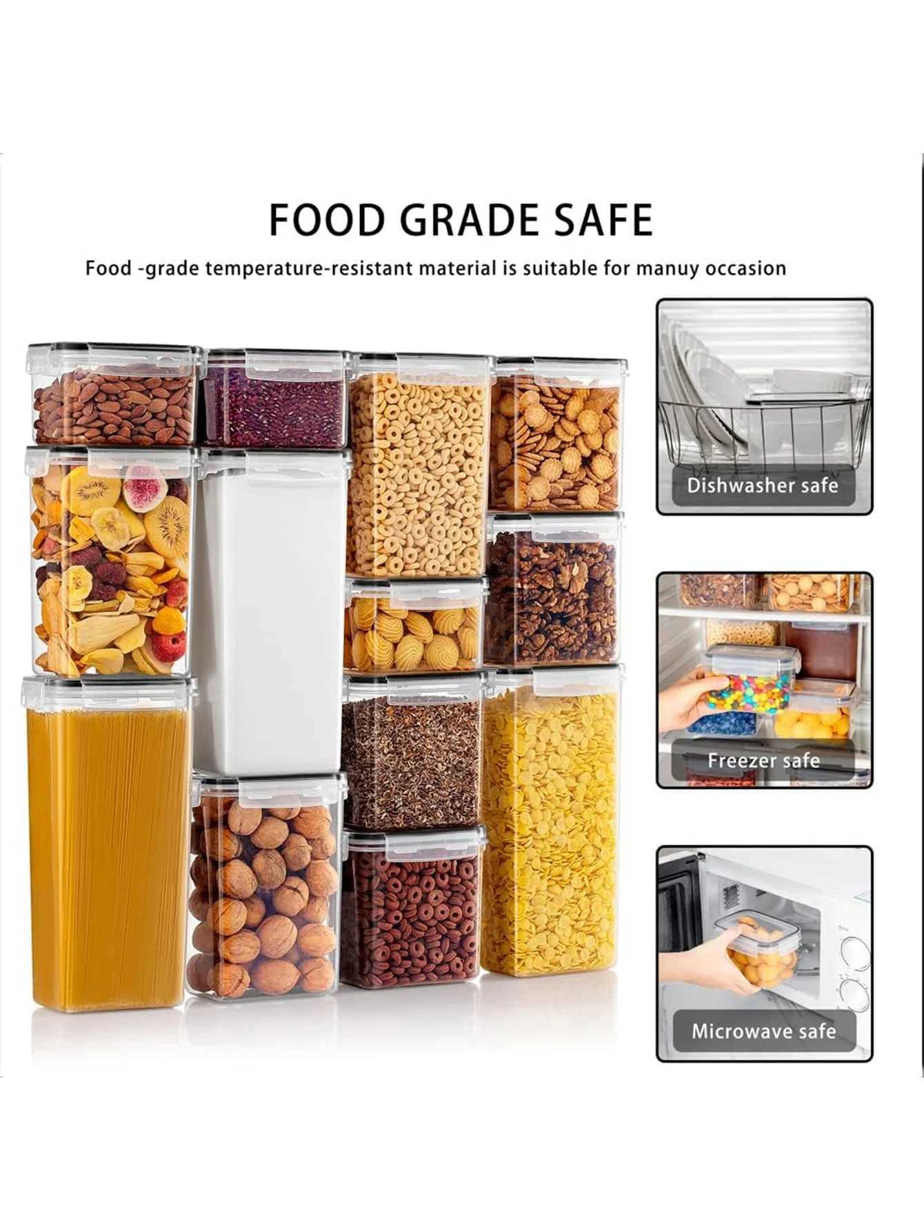 24pcs New Kitchen Sealed Storage Box Set Dry Food Storage For Sugar Flour Baking PP Material Comes with Convenience Stickers C251008