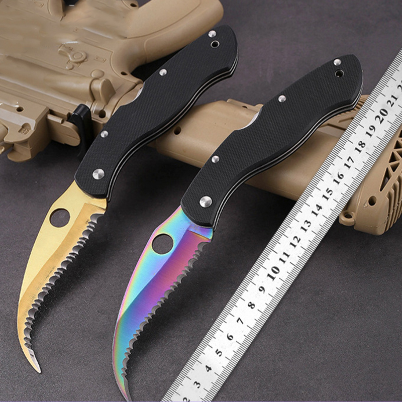 C12GS Pocket Folding Knife VG-10 Hook Serrated blade Blade G10 Handle Outdoor Sharp High Hardness Wilderness Survival Hunting Tactical Portable knife