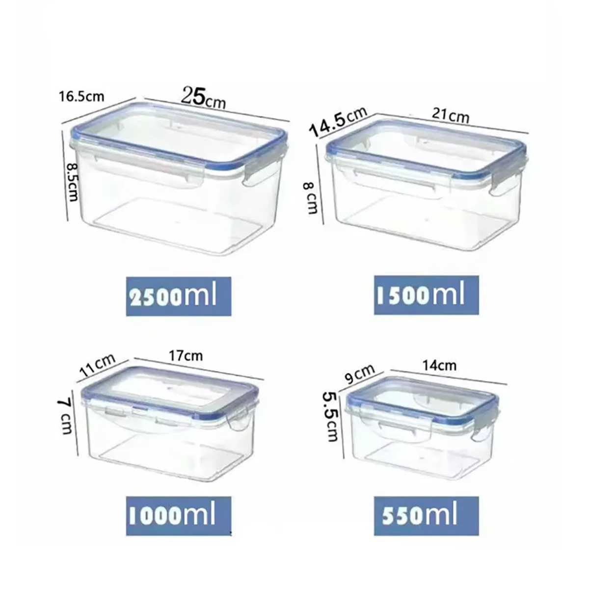 1pc Sealed rectangular refrigerator storage box with lid Plastic crisper microwaveheated lunch box with lid C251008