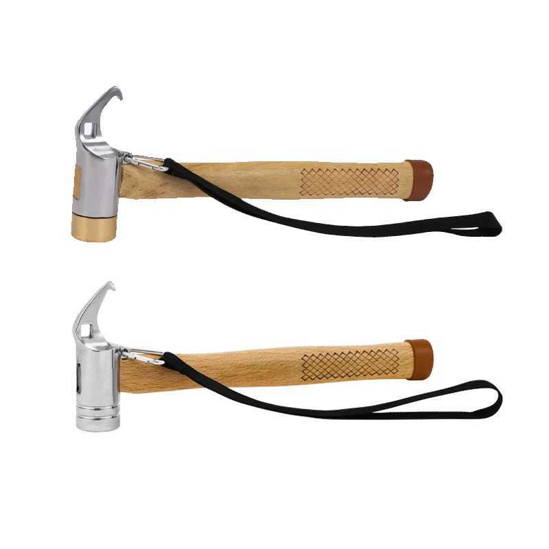Portable Camping Tent Stakes with Wood Handle Stainless Steel Or Brass Head Safe Hammer for Outdoor Use J251121