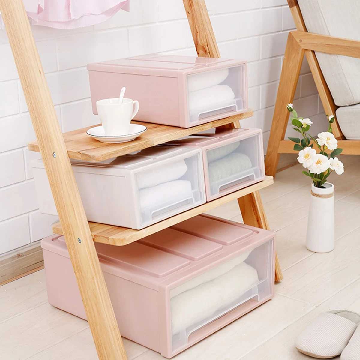 Plastic Transparent Storage Drawer Box Wardrobe Clothing Storage Box Clothes Storage Box Quilt Storage Drawer Type Organizer Box C251008