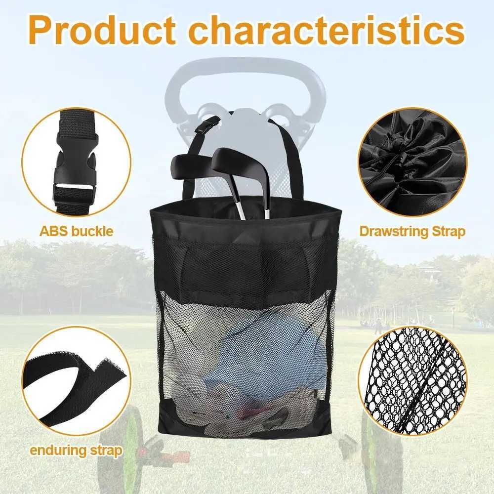Mesh Bag Golf Cart Storage Bag Cute Practical Large Capacity Golf Ball Drawstring Pouch Adjustable Nylon Golf Ball Container J251008