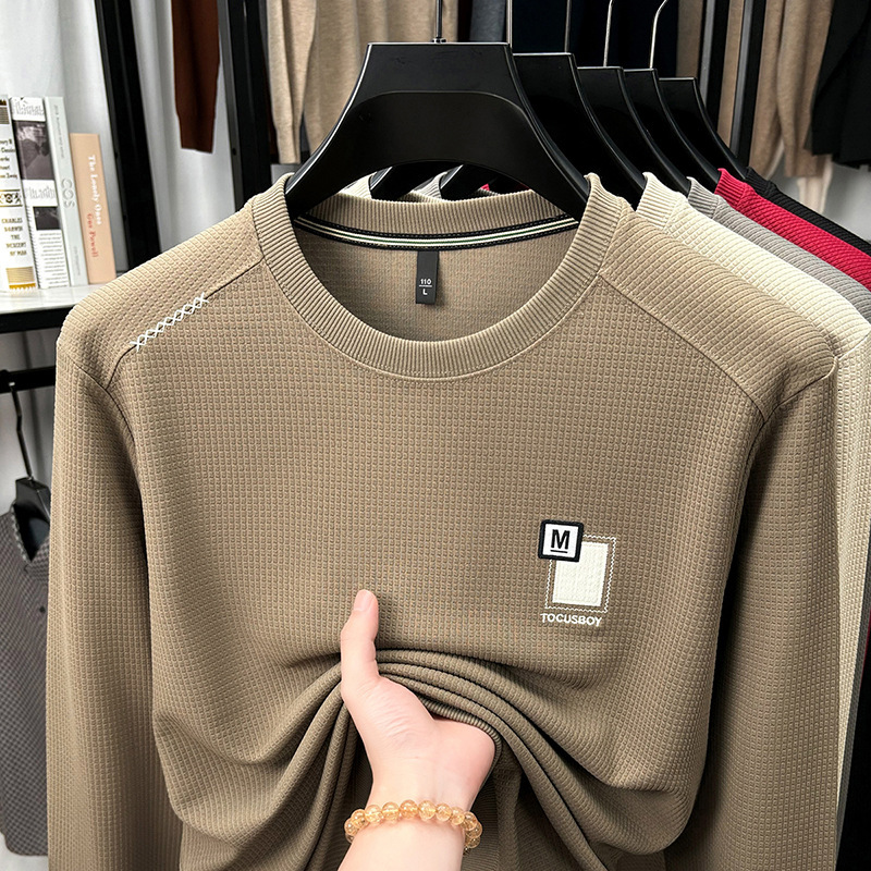 High-end Crew Neck Sweatshirt Men's Long Sleeve T-shirt Spring Autumn Designer Designer Shirt Polo Hoodie 2025 New Jacquard Casual Business Base 