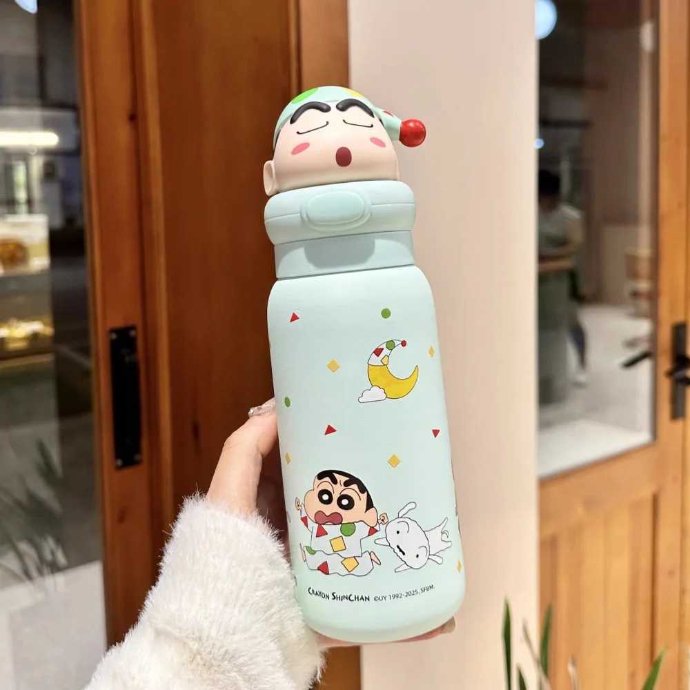 400Ml Anime Crayon ShinChan Thermos Cup Stainless Steel Vacuum Flask Cartoon Dolls Student Water Bottle Tumbler Girls Cups Gift C251008