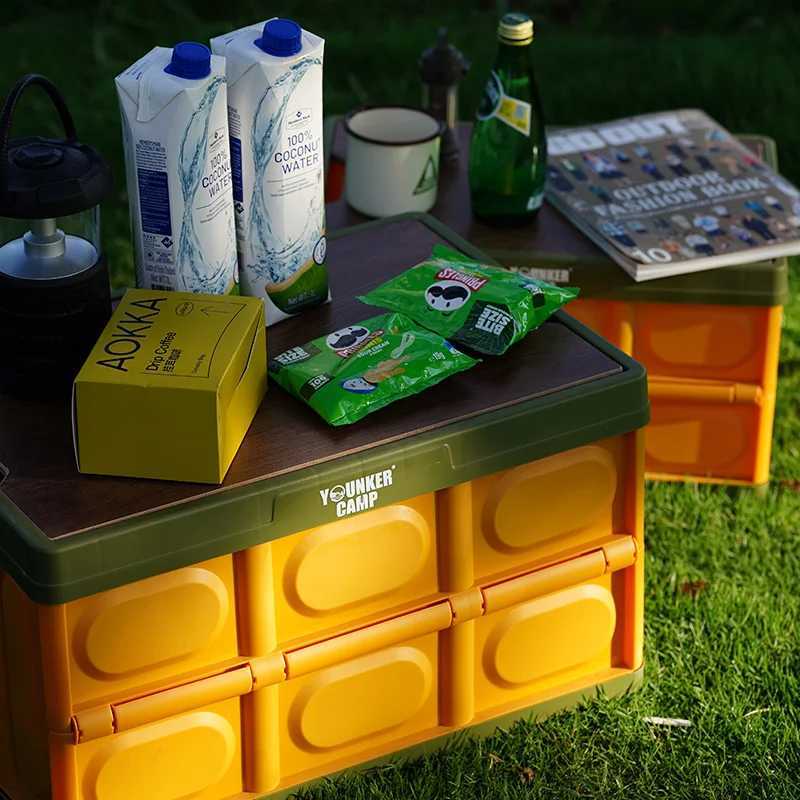 Foldable storage box with lid spacious durable easy to assemble perfect for organizing clothes books outdoor camping C251008