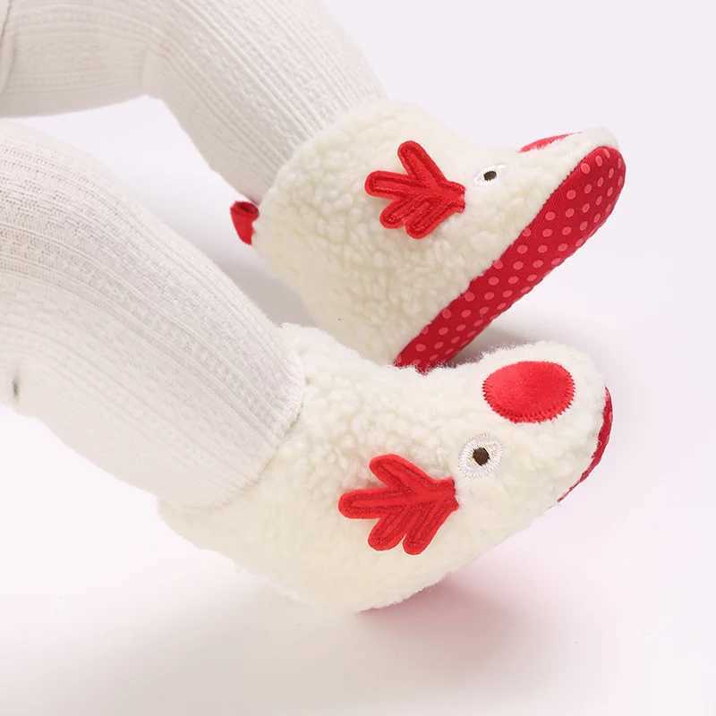Cute Cartoon Winter Newborn Baby Christmas Shoes Cotton Soft Sole Velvet Warm Boots for Toddlers And Babies Walking C251008