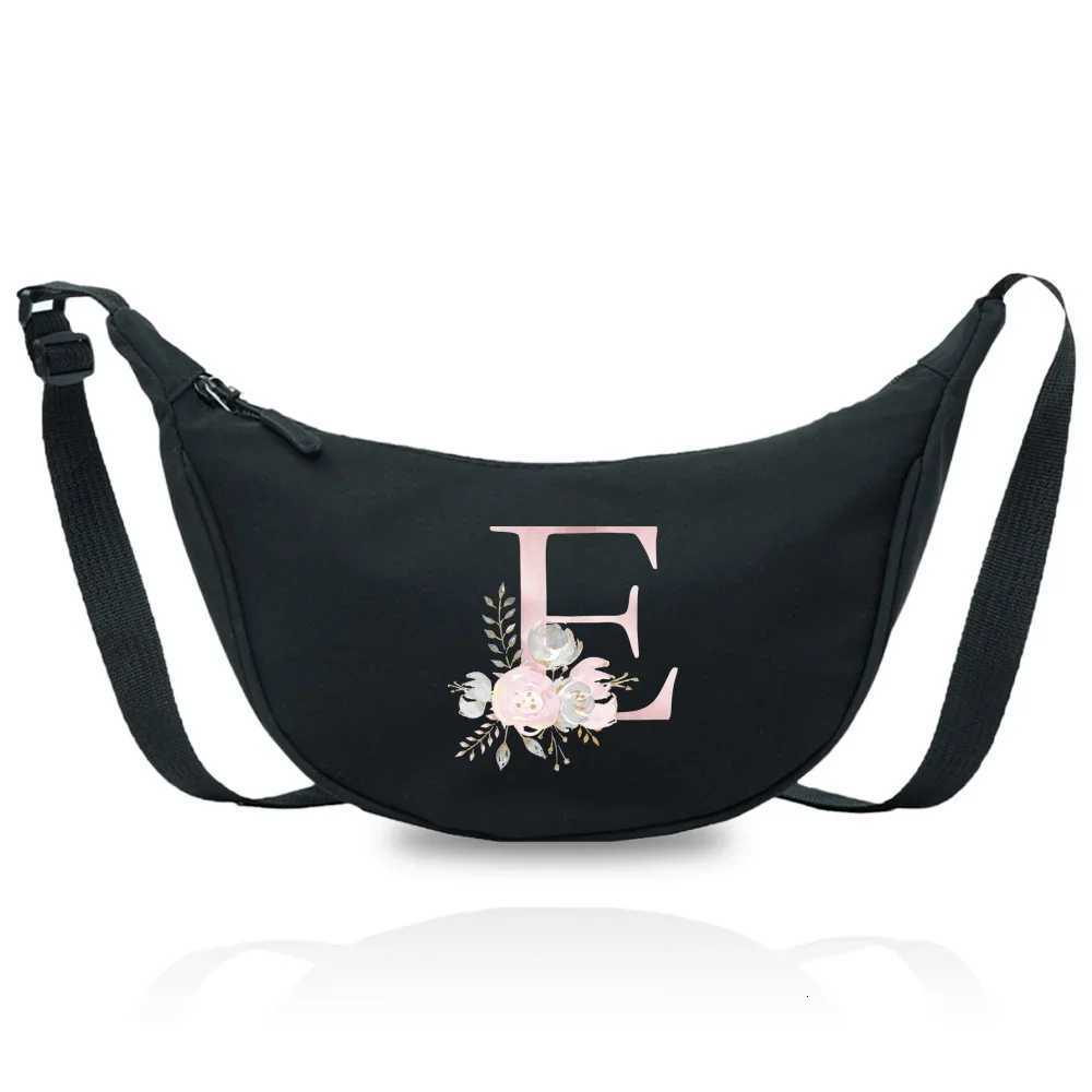 Crossbody Bag Waist Pack Bags Nylon Material Underarm Bag for Women Students Shoulder Cross Body Bags Pink Flower PrintingT251007