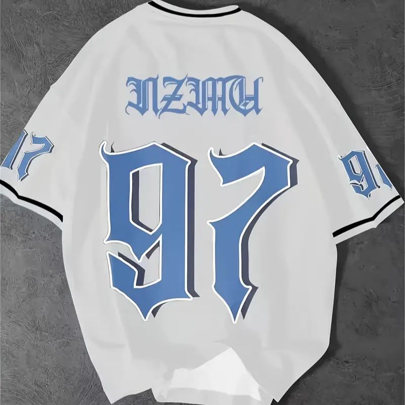 Men's StreetwearOversized T-Shirt - Casual Sports Tee with Cartoon & Gothic Print-20