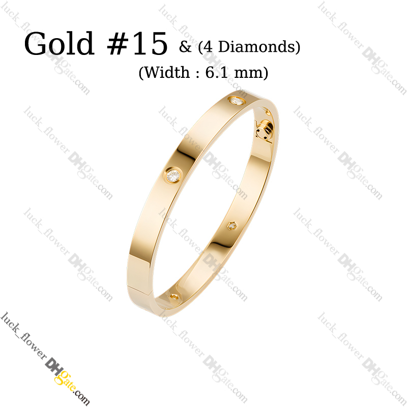 Designer Bracelet Jewelry Designer for Women 4 Diamonds Love Screw Bracelet Titanium Steel Bangle Gold-Plated Never Fading Non-Allergic, Store/21621802