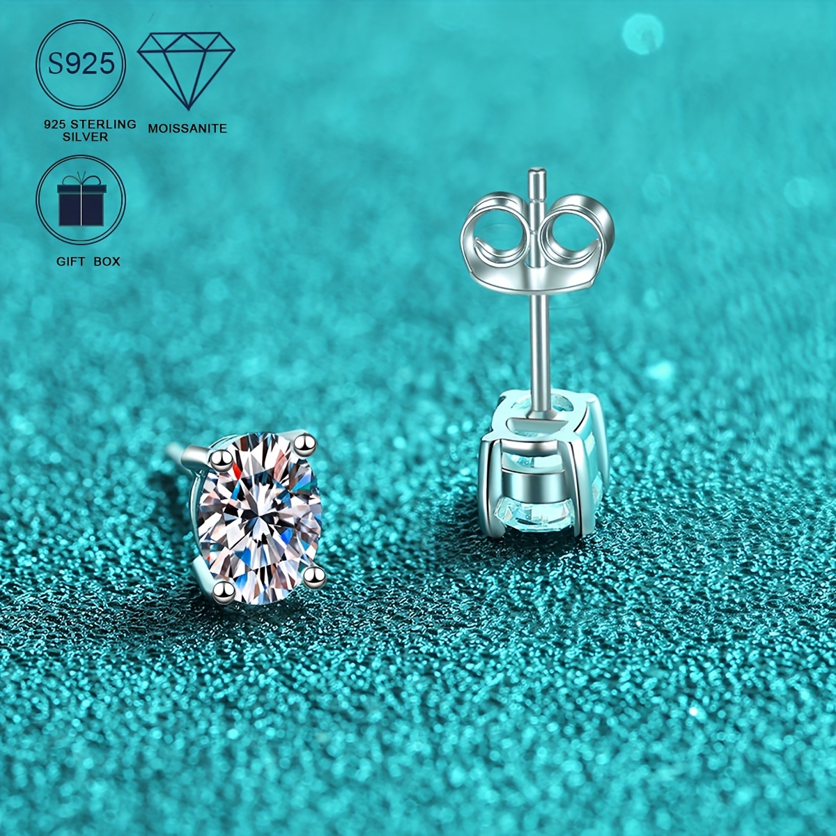 MT GRA 0.5ct *2 Oval Moissanite Earrings for Women D Color VVS1 Clarity Hypoallergenic 925 Sterling Silver Engagement & Wedding Fine Jewelry whit GRA 