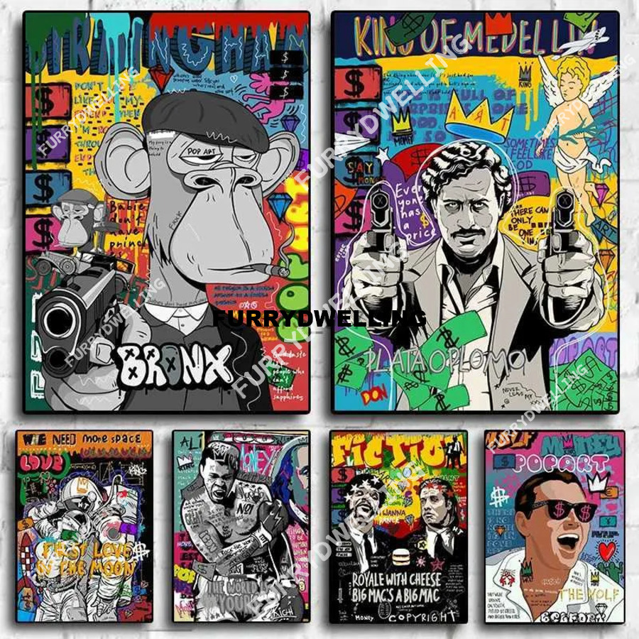 Paintings Abstract Graffiti Dwe74 Canvas Painting Banksy Pop Portrait Poster Print Wall Art Picture For Nordic Living Room Home Decor