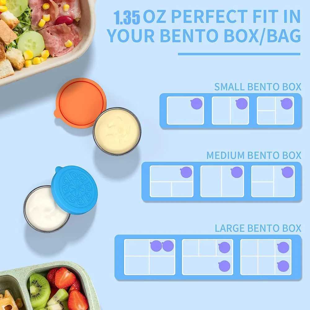 1pc Salad Dressing Container With 135oz40ml Reusable Stainless Steel Cup And Leakproof Silicone Lids For Lunch Box and Picnic C251008