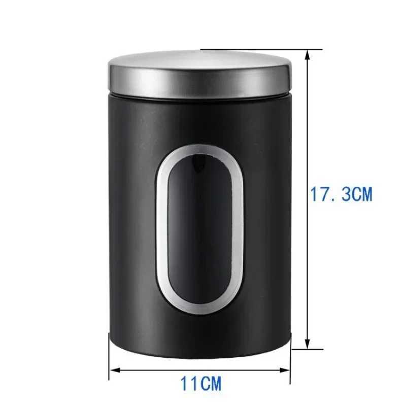 13Pcs Coffee Canister Stainless Steel Food Storage Jars with Visual Window Kitchen Storage Coffee Bean Tealeaf Sealed Cans C251008
