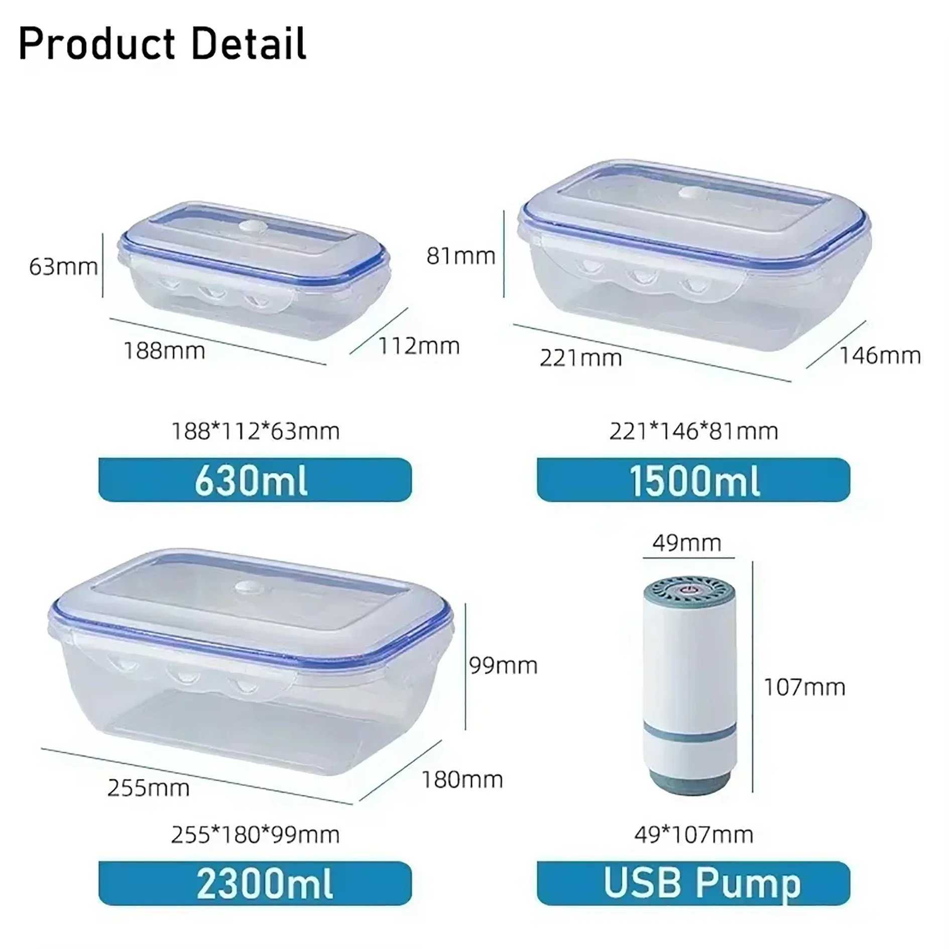 Vacuum Food Containers Microwave Safe Storage Box FreshKeeping Sealing Box Transparent Storage Container Fridge Food Dispenser C251008
