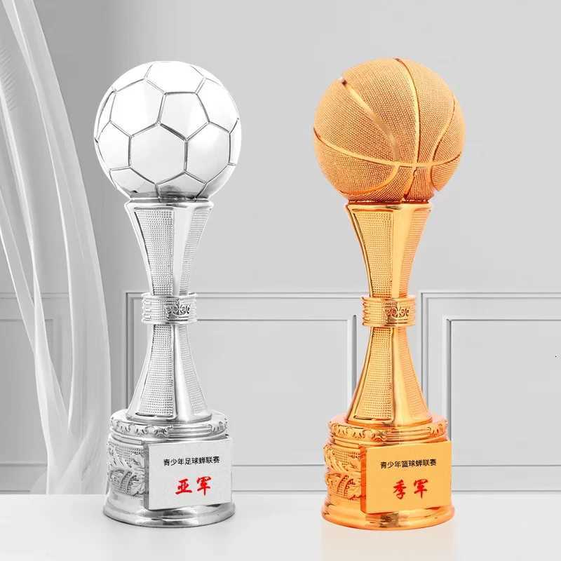 Large basketball trophy Football trophy gold silver bronze award for outstanding players souvenir custization Y251008
