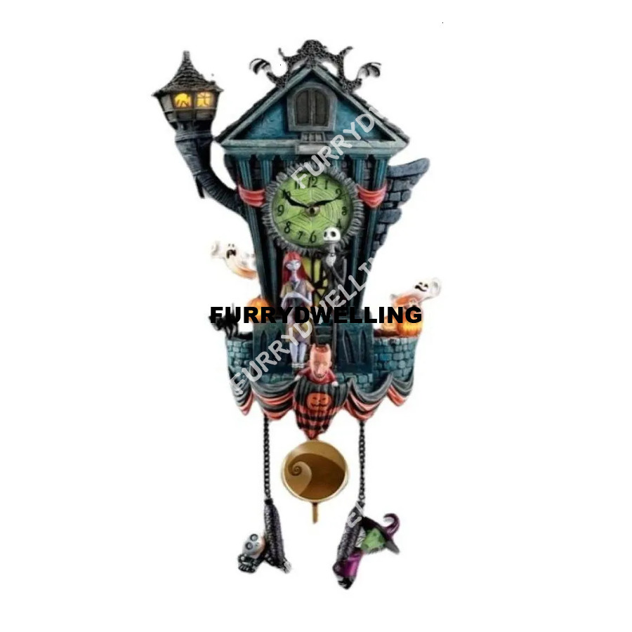 Other Home Decor Halloween Wall Clock Nightmare Cuckoo Tim Dwe74 Burton S The Night Mare Before Christmas Ornaments Pendulum Jack Sally 7815953