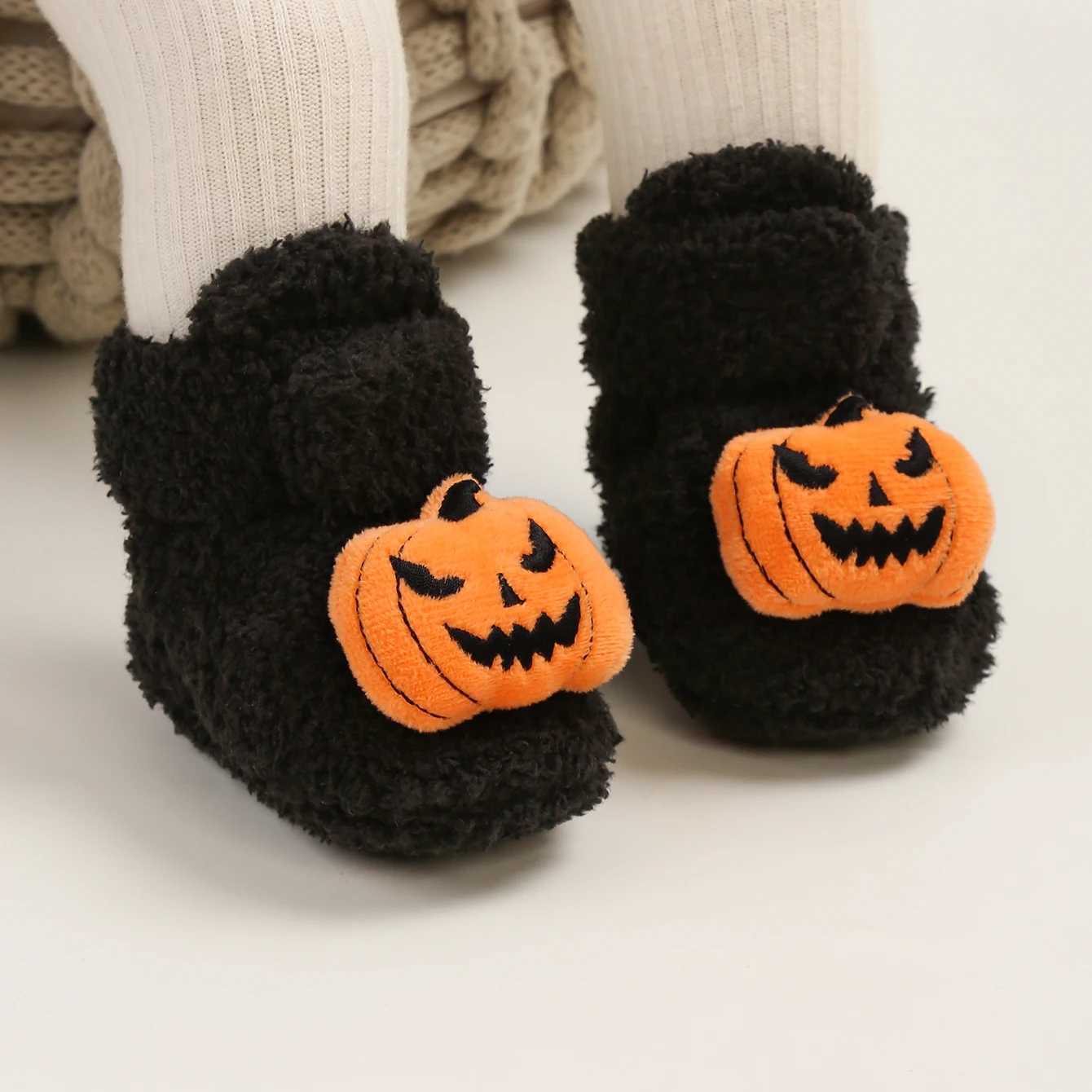 Halloween pumpkins Spider Horror Elements Baby Boots Infant Boys Girls Crib Shoes C251008