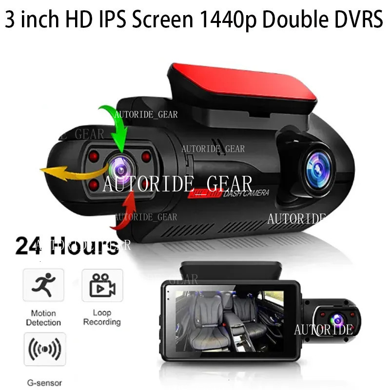3 Inch Full HD 1440P Car DVR Camcorder Driving System With Front & Rear Lenses Utor28 For Cars - Widescreen Angle Drive Recorders