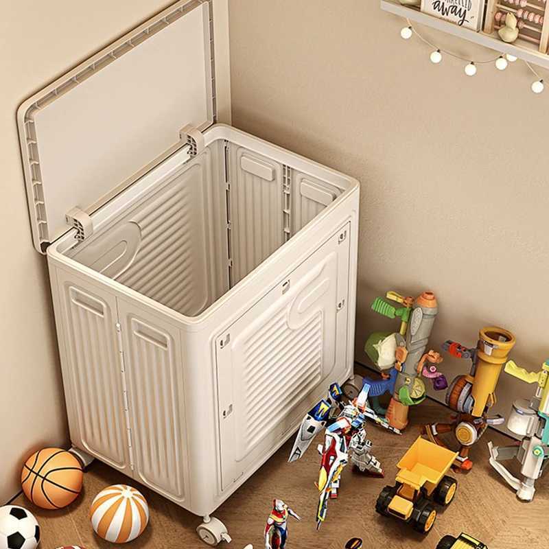 1PCS Childrens Toy Storage Box Foldable Storage Box Transparent Visible Flip Lid Storage Box Plastic Easy to Move with Wheels C251008