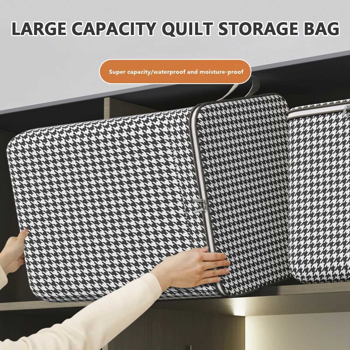 Large Capacity Clothes Storage Bag Foldable Blanket Storage Bags with Zipper and Handle Large Capacity Clothes Organizer C251008