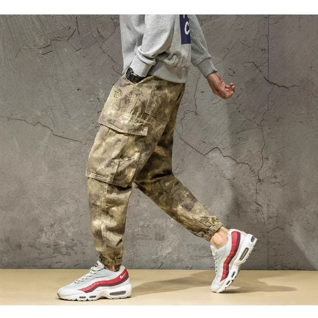 American Desert Camouflage Pocket Cargo Pants Men Spring Autumn High Street Hip Hop Jogger Wide Leg Casual Pants Trendy 201116