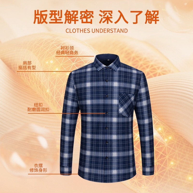 Designer Hoodie 2025 Autumn Winter New Thickened Plaid Polo Shirt For Men Middle-aged And Elderly Plus Size Warm Designer Shirt Long Sleeve Shirt