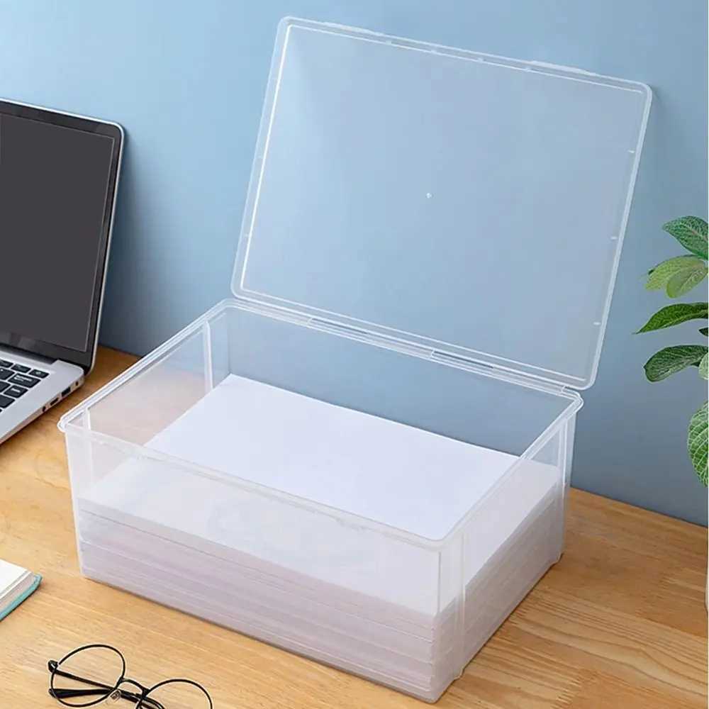 Home Office Supplies Storage Box Multifunctional Desktop Large Capacity A4 Paper Transparent Plastic Organizer Box C251008