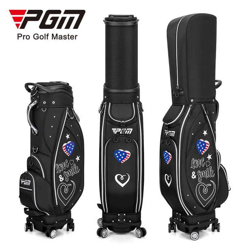 PGM QB135 Cute Female Travel Golf Bag Pink Nylon Golf Bag with Wheels for Women Golfers J251008
